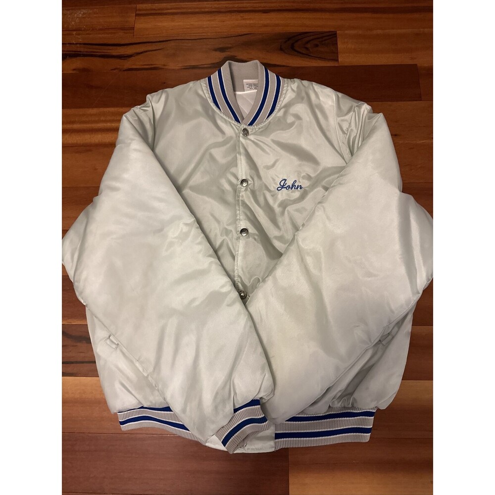 Vintage Birdie Bomber Jacket | Silver | Large | Grand Forks AFB “John”